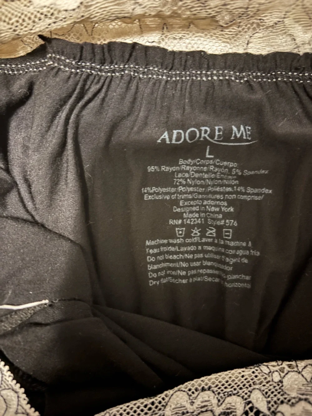 Adore Me Black and Ivory Lace Bodice Nightie Dress Size Large - Picture 11 of 13